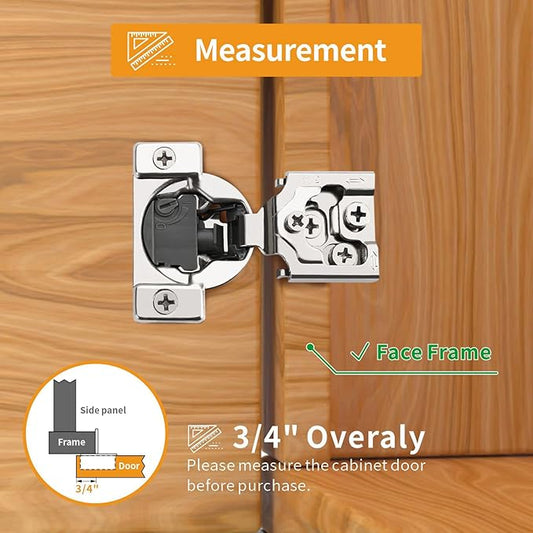 Chibery 30 Pack 3/4" Overlay 4D Soft Close Concealed Hinges for Face Frame Door, Adjustable Closing Speed, Smooth Slow Self Closing Hinges, Satin Nickel, 105° Open Angle Stainless Steel Cabinet Hinge