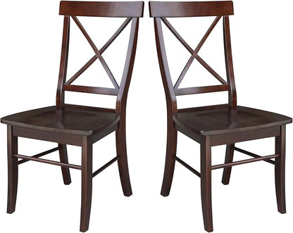 International Concepts X- Back Chair, with Solid Wood Seat, Java