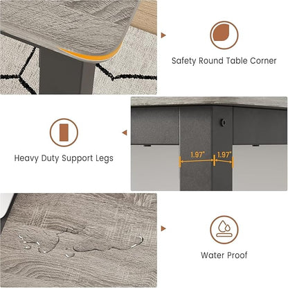 79 Inch Industrial Dining Table for 4-6 Person Rectangle Kitchen Table with Metal Legs,Round Corners, Writing Desk, for Modern Farmhouse, for Kitchen, Dining Room,Quick Assembly, Wood