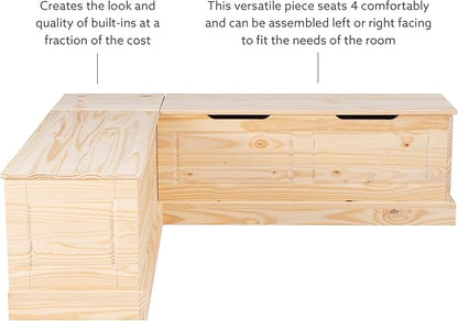 Linon Harris Unfinished Wood Backless Nook with Interior Storage