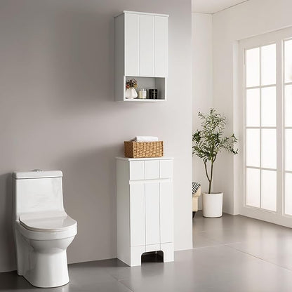 VANIRROR Bathroom Wall Cabinet with Single Door, Soft-Close Hinges, 15x27 inch Wooden Medicine Cabinet for Small Kitchen, Laundry, Entryway, Durable MDF Construction