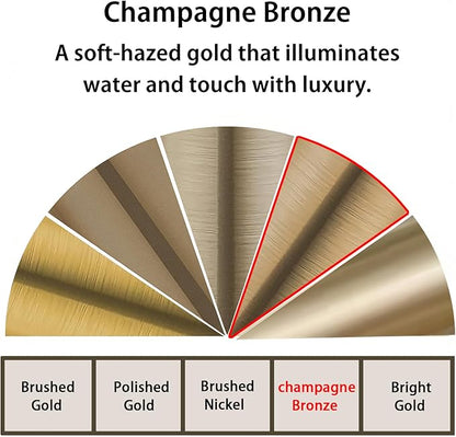 Kitchen Sink Faucet with Pull Down Sprayer - Brushed Gold 3 Hole Stainless Steel Kitchen Faucets - 2 Handle 8 Inch Champagne Bronze Waterfall Sinks Faucet for Laundry Farmhouse Three Holes Set