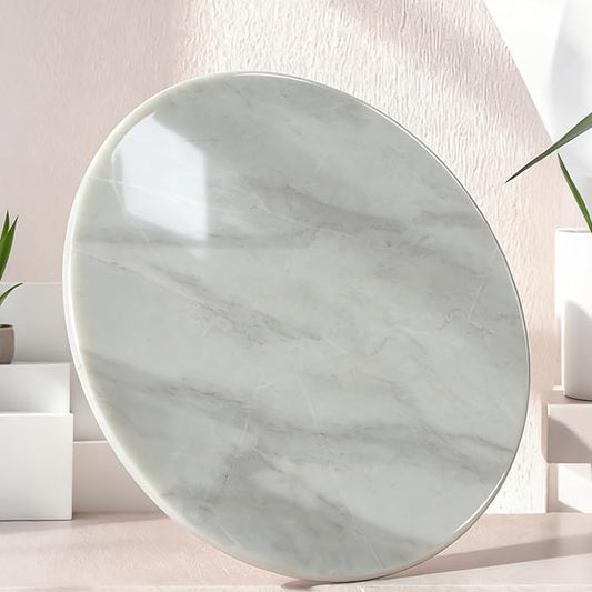 Round Table Top Multiple Sizes - Tempered Glass with Marble Design, Shatter-Resistant & Heatproof Surface Protector, Multipurpose for Dining/Coffee/Patio/End Table DIY Replacement (Gray, 36 inch)