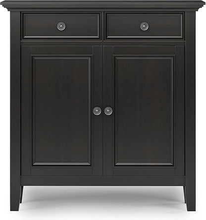 SIMPLIHOME Amherst 36-inch Wide Transitional-Style Storage Cabinet in Hickory Brown with Drawers and Adjustable Shelves for Entryway or Living Room