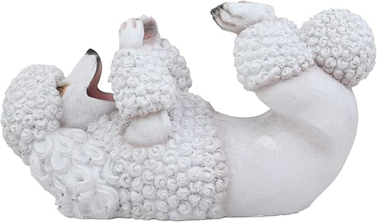 Ebros Lifelike Purebreed Pedigree Canine Adorable White French Poodle Dog Wine Bottle Holder Figurine Statue As Kitchen Wine Cellar Centerpiece Decor Storage Organizer Puppies Pet Dogs Sculpture