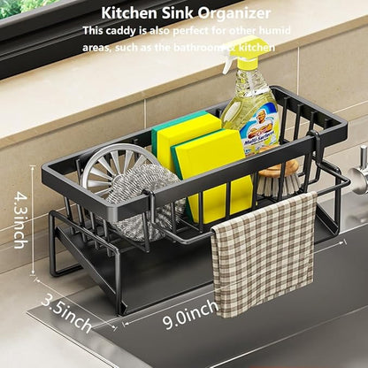 27 inch Kitchen Sink Drop in Stainless Steel Top Mount Sink with Brushed Finish, Single Bowl Workstation Sink with Basket Strainer and Kitchen Sink Caddy Organizer 26.8"D x 17.7"W x 8.3"H