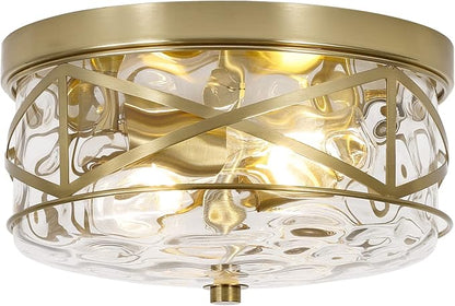 LamQee 2-Light Flush Mount Ceiling Light Farmhouse Kitchen Island Ceiling Light with Bubble Glass Close to Ceiling Light Fixture for Living Room Bedroom Foyer Hallway