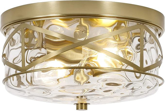 LamQee 2-Light Flush Mount Ceiling Light Farmhouse Kitchen Island Ceiling Light with Bubble Glass Close to Ceiling Light Fixture for Living Room Bedroom Foyer Hallway