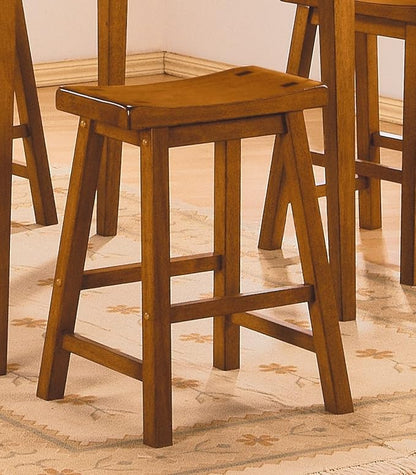 Living Room Chairs Comfy, Farmhouse Modern Solid Wood Counter Height Stools Set of 2, Saddle Seat Wooden Chairs for Kitchen Island, Dining Room, Comedor Sillas，Bedroom Furniture,Oak-Solid