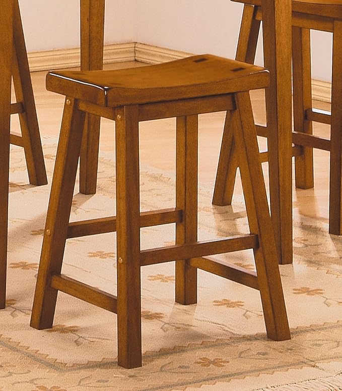 Living Room Chairs Comfy, Farmhouse Modern Solid Wood Counter Height Stools Set of 2, Saddle Seat Wooden Chairs for Kitchen Island, Dining Room, Comedor Sillas，Bedroom Furniture,Oak