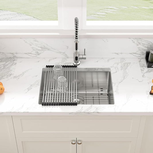 Sarlai 23 Bar Sink Stainless Steel - 23" x 18" Undermount Kitchen Sink Single Bowl 16 Gauge Stainless Steel RV Camper Wet Bar Prep Sink Basin