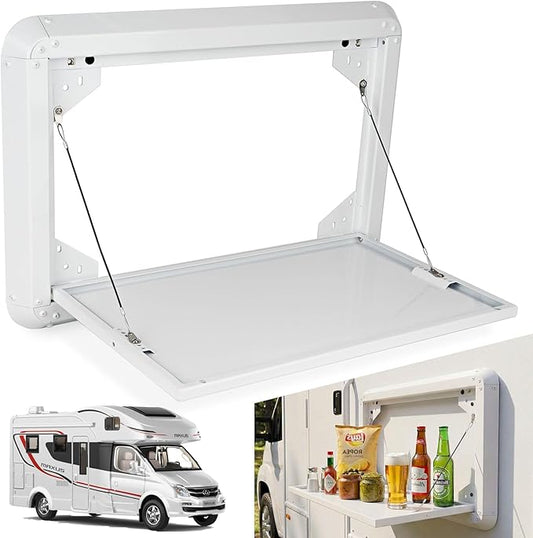 Foldable Rv Tables Campervan Outside Picnic Wall Mounted Table Aluminum Alloy Folding Wall Table Kit for Campervans/Motorhomes/Travel Trailers/Truck Campers