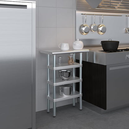 AmGood Stainless Steel Work Table with 3 Shelves | Kitchen Island Food Prep | Laundry Garage Utility Bench | NSF Certified (24" Long x 14" Deep)