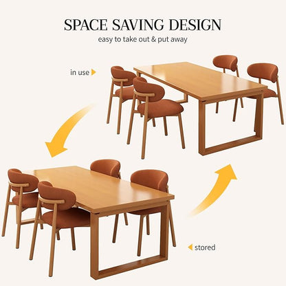 Kitchen Dining Chairs Set of 2 Modern Soft Linen Farmhouse Dining Room Chair with Metal Legs, Orange/Original