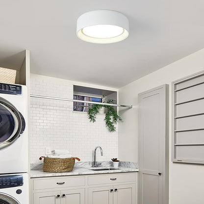 Dimmable Flush Mount Ceiling Light White,24W LED Ceiling Light Fixture,3000K-6500K 5CCT Round 11.81 in Modern Lighting Fixtures for Laundry Room Hallway Kitchen