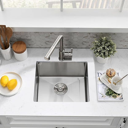 15 Inch Undermount Bar Sink, 15x15 Bar Sink Undermount Stainless Steel Small Wet Bar Sinks 18 Gauge Single Bowl Kitchen Prep Sinks with Basket Strainer