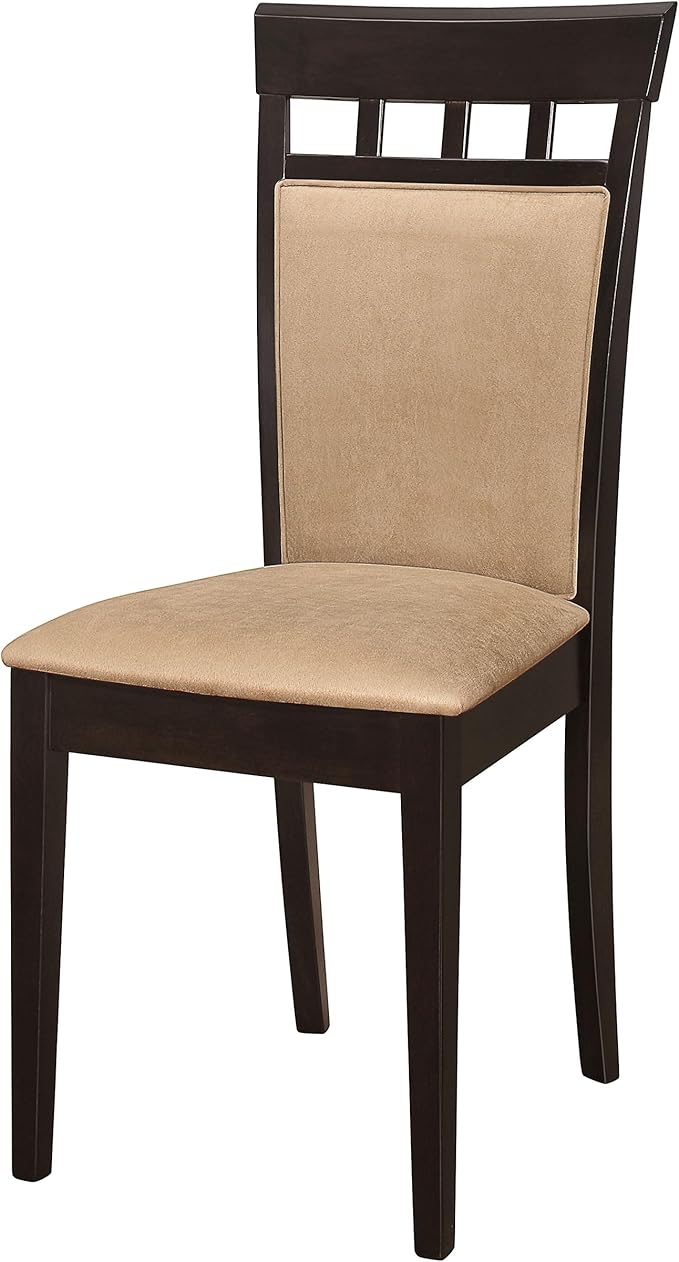 Coaster Home Furnishings - Gabriel - Wood & Fabric - Armless Dining Chairs with Geometric Wooden Back - Home Kitchen & Dining Room - Set of 2 - Cappuccino - 100773