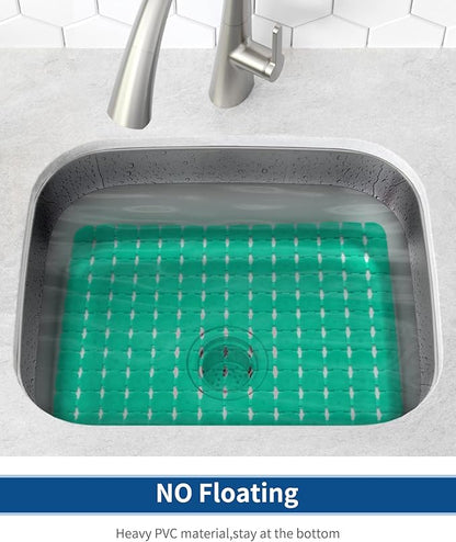 Bligli Sink Mat for Stainless Steel/Ceramic Sinks, 2 Pack 15.8x11.8 inches PVC Sink Protectors for Bottom of Kitchen Sink, Dishes and Glassware drain Mats, Durable and Fast Draining (Green)