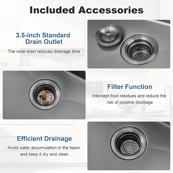 33 Inch Black Undermount Kitchen Sink Single Bowl Kitchen Stainless Steel Sink with Cutting Board,(33Inch Black)