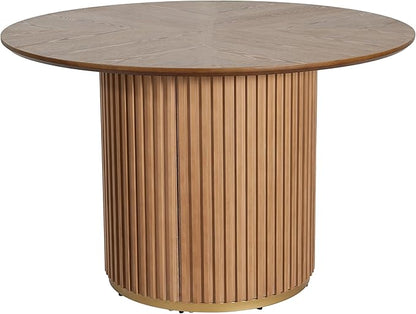 47" Max Legroom Pedestal Island Table, Rustic Dining Table with High-Grade Wood Grain, Farmhouse Dining Table for 4-5 Seats & Casual Meals, Natural