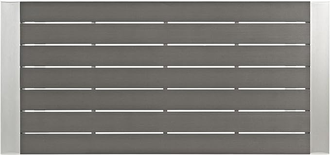 Modway Shore Aluminum Outdoor Patio 60" Rectangle Bar Table in Silver Gray