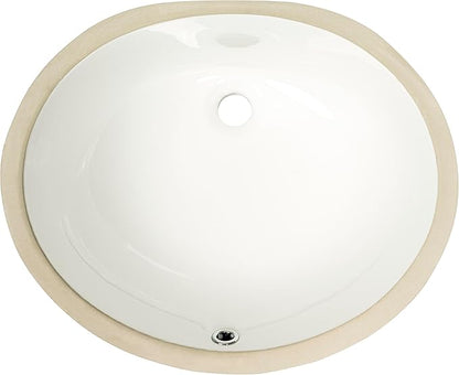 MSI 19.5” (L) x 16.0” (W) x 8.125” (H) Oval Porcelain Ceramic Undermount Bathroom Vanity Vessel Sink, White
