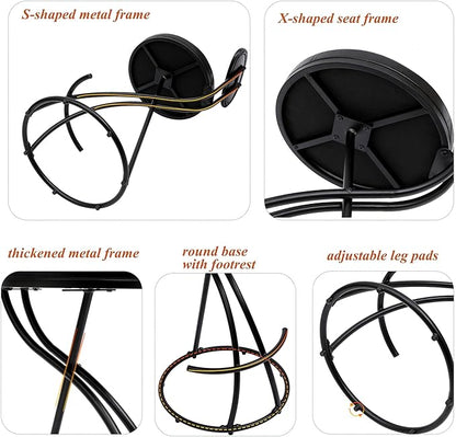 Bar Stools Upholstered Counter Height Barstools for Kitchen Island,Set of 2,Modern PU Leather Dining Chairs with Footrest