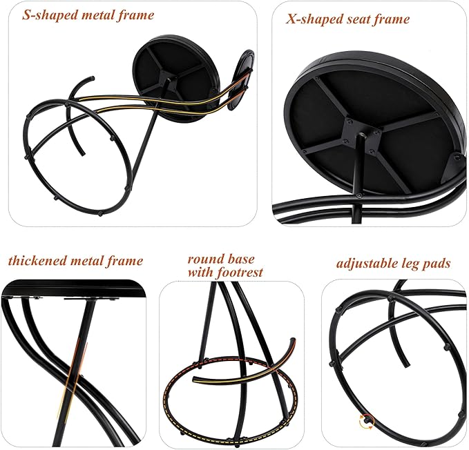 Bar Stools Upholstered Counter Height Barstools for Kitchen Island,Set of 2,Modern PU Leather Dining Chairs with Footrest,for Living Room