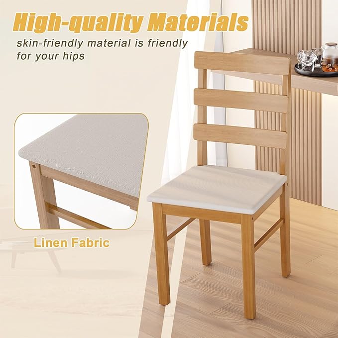 Majnesvon Dining Room Chairs Set of 2, Farmhouse Kitchen Table Set with Chairs, Wood Dining Table Chair for Kitchen, Restaurant, Apartment (Brown 2 Chair)