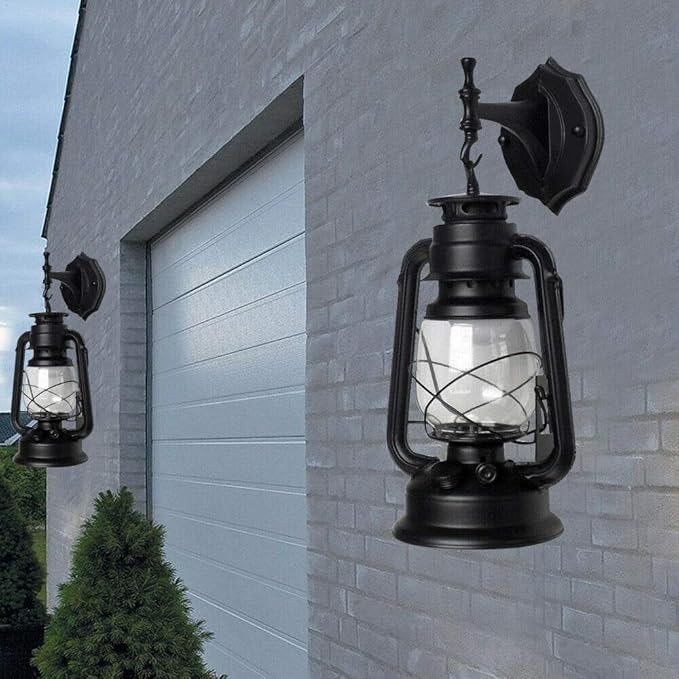LOYALHEARTDY Wall Porch Light Vintage Rustic Lantern Lamp Indoor Outdoor Industrial Retro E27 Wall Lighting Fixture for Wall, Garage, Front Porch (A)