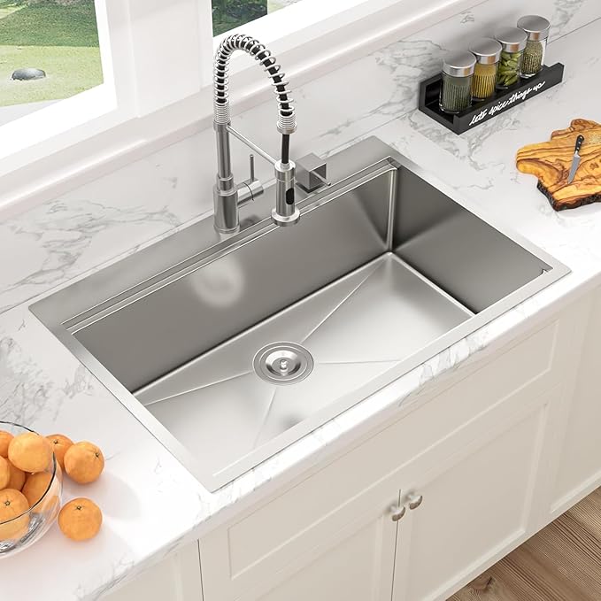 33 Drop In Kitchen Sink Workstation - Sarlai 33x19 Kitchen Sink Drop In Stainless Steel Workstation Sink 16 Gauge Single Bowl Deep Topmount Kitchen Sinks
