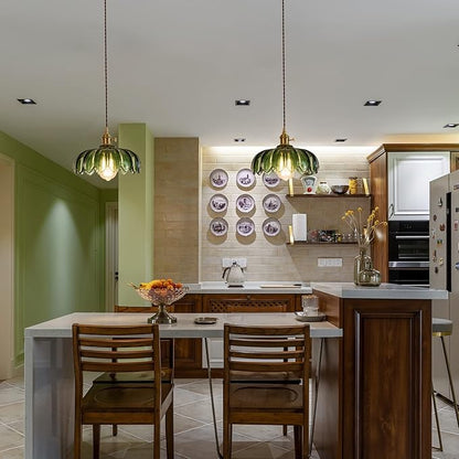 Glass Pendant Lights Kitchen Island, Vintage Pendant Light Fixtures Green Dining Room Light Fixtures Over Table, Pendant Lighting for Kitchen Island, Schoolhouse, Entryway, Foyer, E26