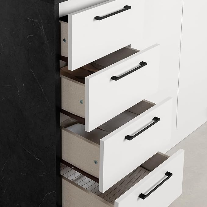 South Shore Myro Kitchen Island Faux Black Stone and White, Contemporary