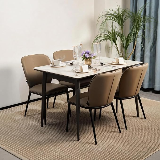 Extendable Dining Room Table, 51”-59”Large Kitchen Table Set for 6 to 8 People，Faux Marble Tabletop Foldable Tables for Conference Room (1 Table Only) (51”-59”)