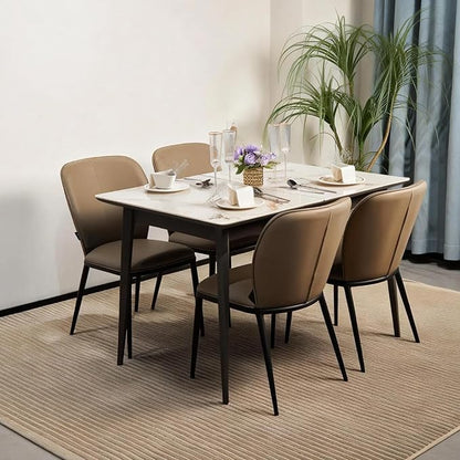 Extendable Dining Room Table, 51”-59”Large Kitchen Table Set for 6 to 8 People，Faux Marble Tabletop Foldable Tables for Conference Room (1 Table Only) (51”-59”)