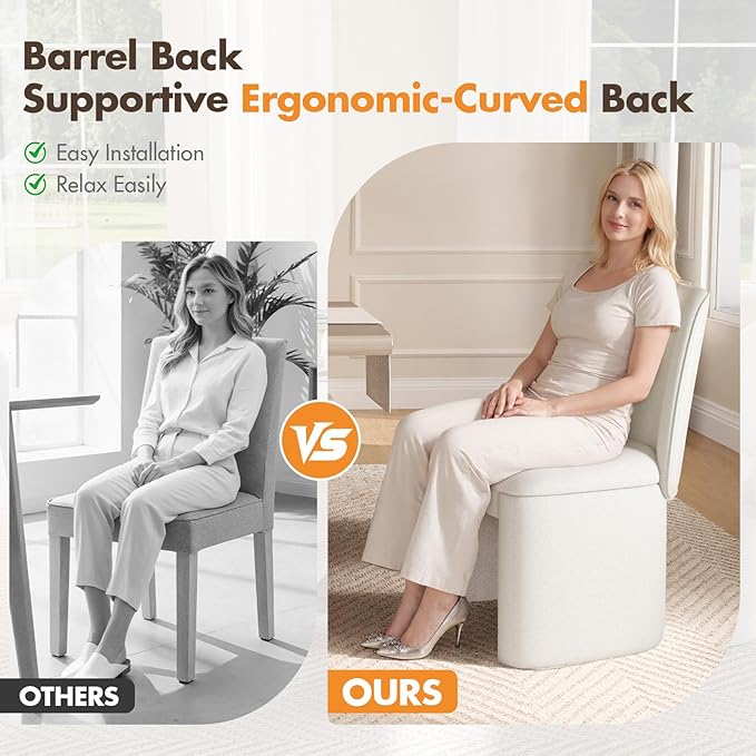 Hyfirm Modern Upholstered Dining Chairs Set of 4, Chenille Accent Side Dining Chairs for Kitchen Dining Room Living Room, White