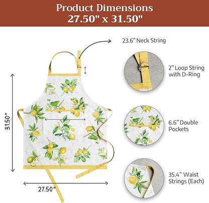 Maison d' Hermine 100% Cotton Apron for women with Pocket Kitchen Chef Apron for Men Cooking Mothers Day Gifts