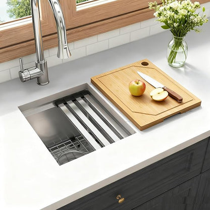 Undermount Bar Sink, 16 Gauges 304S Stainless Steel Workstation Sinks with Accessories, 13" x 15" x 10" Small Kitchen Sink for RV,Outdoor,Kitchen,Bathroom and Wetbar