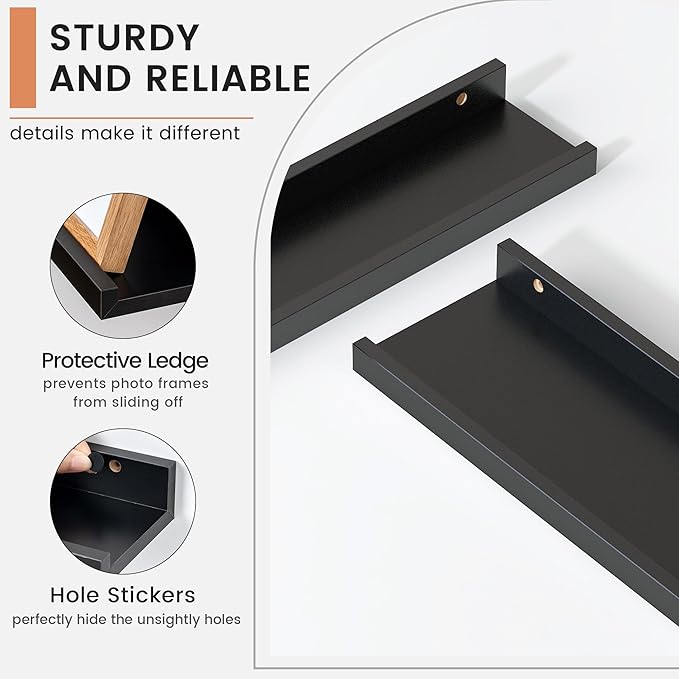 FLYJOE Floating Picture Ledge Shelves for Wall Set of 4, 56 Inch Wall Shelves with Lip Long Large Nursery Book Shelf for Toys Storage Kids Bookshelf Wall Mounted Living Room Bedroom Decor Frames
