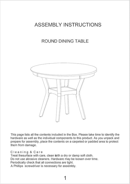 47" Classic Round Dining Table with Open Shelf, Kitchen Table with Robust Flared Legs, Elegant Restaurant Table with Sturdy Rubber Wood Construction for Living Room Kitchen Island Restaurant, Walnut