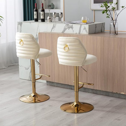 Wycian Swivel Vanity Stool, Bar Stools for Kitchen Island with Back 2PCS Fabric Foam Adjustable Swivel Living Room Bedroom Dining Rooms