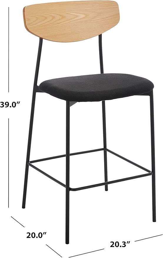 SAFAVIEH Home Collection Ryker Oak/Black 26-inch Counter Stool (Fully Assembled)