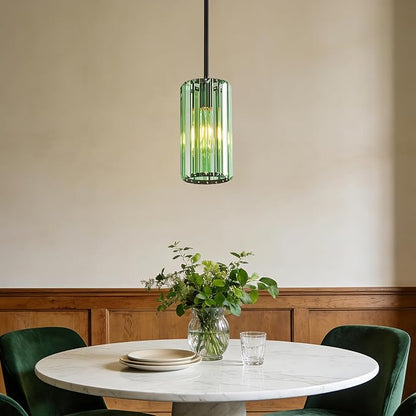 Modern Crystal Pendant Light Mini Light Green Chandeliers Adjustable Pendant Lights Fixture for Kitchen Island Dinning Room Corridor Bedroom(Light Green 1-Pack)