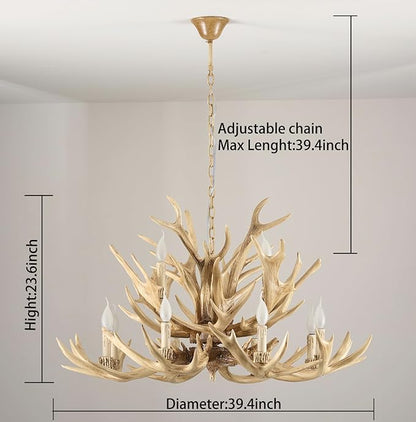 Farmhouse Antler Chandelier 12 Light, Double Layer Antler Light Fixtures, 4 Different Antler Composition Deer Antler Chandelier Lighting for Living Room,Bar, (12 lampholder arms+ 10 arms)
