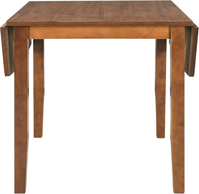 3-Piece Farmhouse Dining Table Set, Wood Drop Leaf Breakfast Nook Dining Table Set with 2 X-Back Chairs for Small Places (Brown+Drop Leaf*)