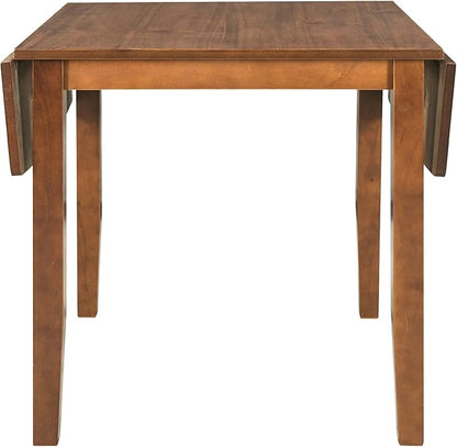 3-Piece Farmhouse Dining Table Set, Wood Drop Leaf Breakfast Nook Dining Table Set with 2 X-Back Chairs for Small Places (Brown+Drop Leaf*)