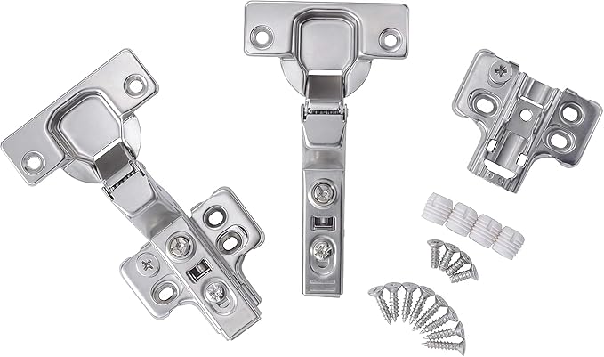 20 Pack Inset Soft Close Cabinet Hinges, Frameless European Kitchen Cabinet Hinges 35mm Cup Clip-On 3D Adjustment Concealed Cabinet Door Hinges Nickel Plated Finish