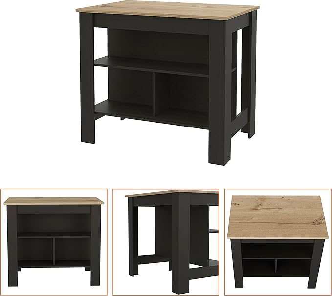 GOWE 3-Shelf Kitchen Island Wenge and Light Oak