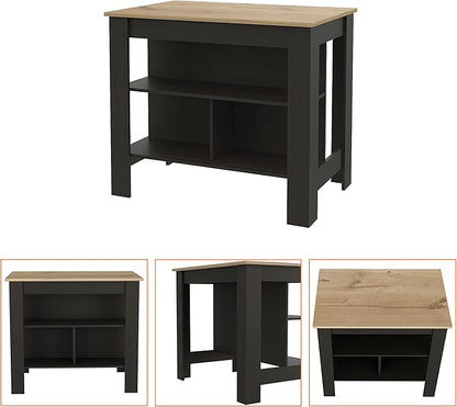 GOWE 3-Shelf Kitchen Island Wenge and Light Oak