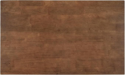 45" Stationary Kitchen Island, Rubber Wood Butcher Block Dining Prep Table with 2 Open Shelves Kitchen Table, Dining Room Table for Bar, Living Room, Walnut+Cream White